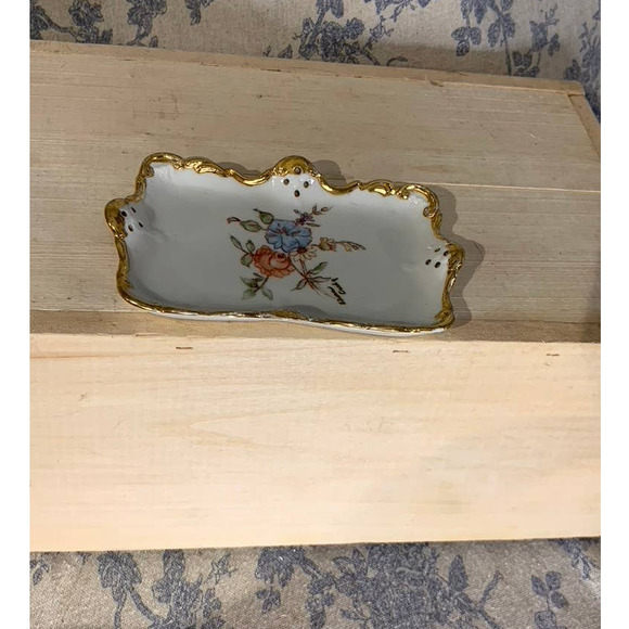 VTG Unique Signed Hand Painted Rectangular Trinket Dish - Picture 7 of 11